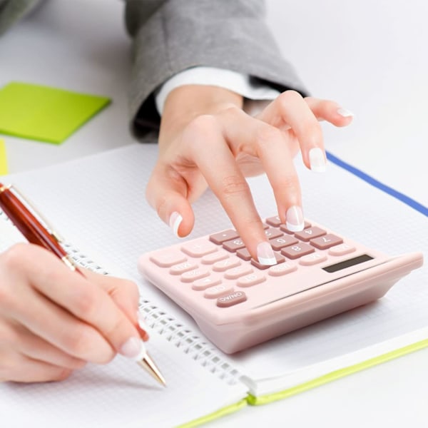 Pink Calculator, Desktop Calculator 12 Digit with Large LCD Display