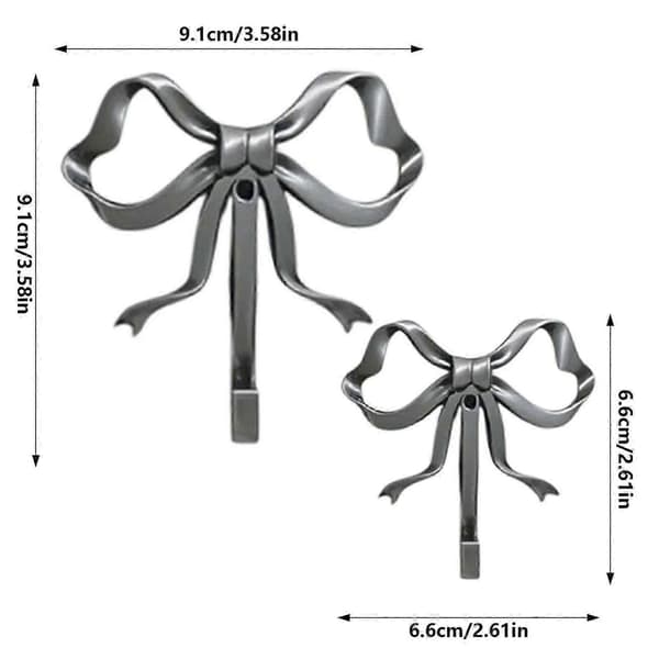 2 st Väggkrokar med Rosett Multifunktionella Dekorativa Rosett Väggkrokar Ancient Silver