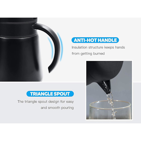 Rustfri Termokanne/Dobbelvegget Vakuumisolert Kaffekanne Med Trykknapplokk, For Kaffe, Te, Drikke 680ml