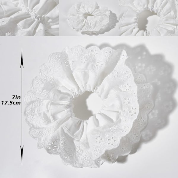 Vita Spets Scrunchies Store Hår Scrunchies til Kvinder, Elastiske Hårelastikker Scrunchy Blødt Hårelastik Rep, Bobbles Hestehaleholder Hår Lolita Scr...