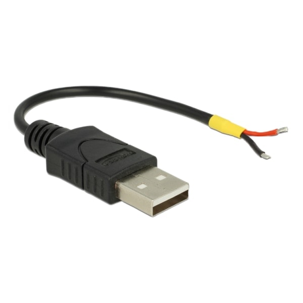 Kabel USB 2.0 Type-A hann > 2 x åpne ledninger strøm 10 cm