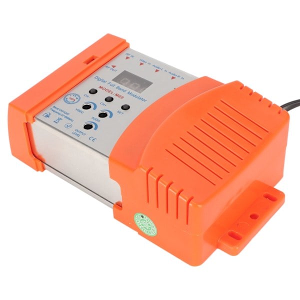 AV till RF-modulator Stöd VHF UHF PAL NTSC TV-länkmodulator med digital display för digitalboxar 90–240 V EU-kontakt