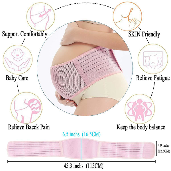 Graviditetsbelte Graviditetsstøtte Belte Bump Band Mage Støttebelte Mage Rygg Bump Brace Stropp (rosa)
