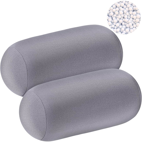 2 st Micro Bead Roll Kudde 30 x 16 cm Mjuk Kudde Bolster Cylindrisk Kudde Micro Bead Kuddar för Sova Hemma Resa Nacke Huvud Ryggstöd