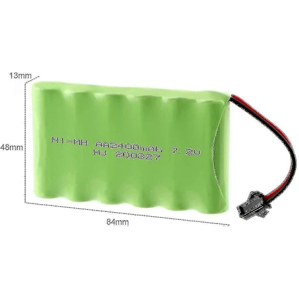 Laddningsbart batteri 7.2v 2400mah Ni-mh Aa med Sm-2p 2-stiftskontakt och USB-laddningskabel för RC-lastbilar WG