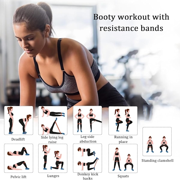 Motståndsband, Hållbart Set med 5 Elastiska Band för Kvinnor & Män, Perfekt för Fitness Bröstförstoring Arm Ben Yoga Pilates Fysio