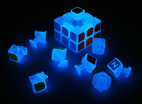 Luminös UV-kub - Lysande i mörkret - Transparent presentförpackning för barn/ungdomar