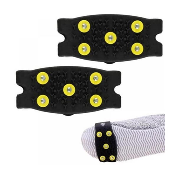 1 Pair Practical Durable Anti-Slip Ice Grips/Cleats Svart