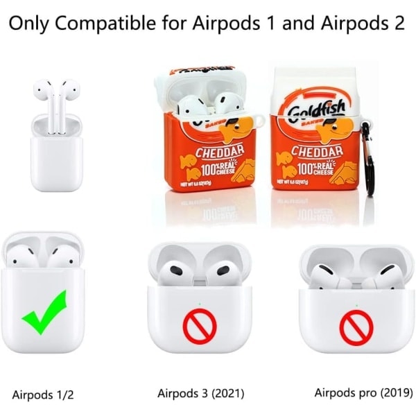 Sött skyddsfodral för AirPods 2:a/1:a generationen, design Fish Biscuits