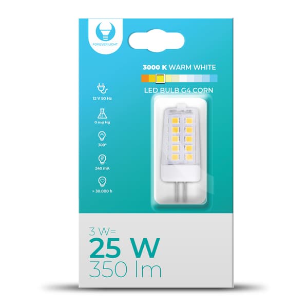 LED-lampe G4 3W 12V 3000K 350lm