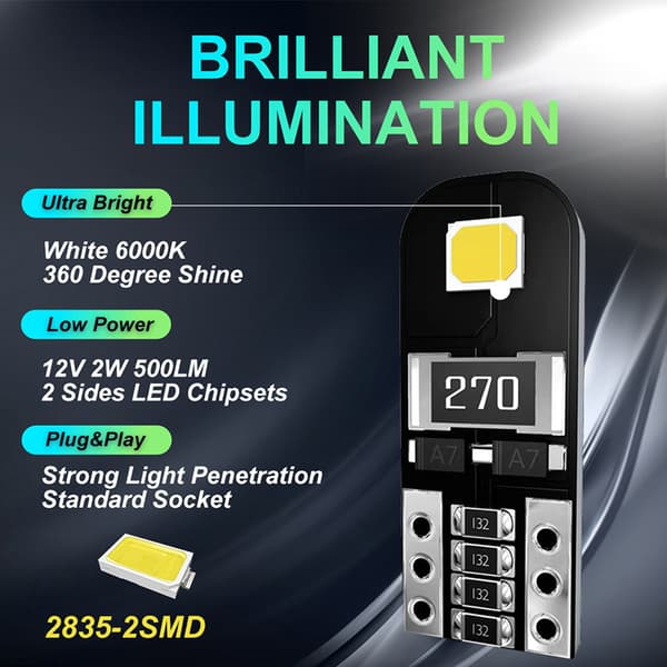 10 stk W5W T10 LED Canbus Ingen Feil Lampe Bil Interiørbelysning 194 L 10pcs