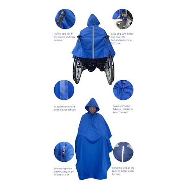#Kørestolsregnslag (Termisk inderforing) Kørestolstaske Vandtæt Poncho til Kørestol Regnfrakke til Kørestol Marineblå#