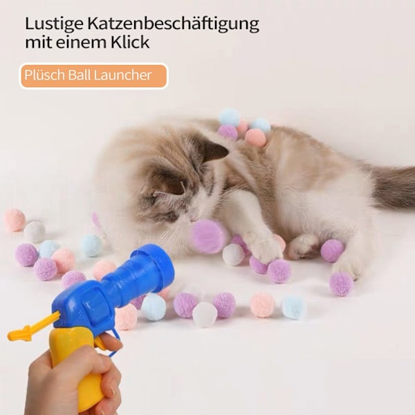 Djur Aktivitetsleksak Katt Leksak Bollkastare Plysch Boll Skjutvapen med Pompom Bollar