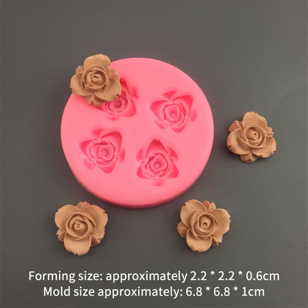 Mini 3D rose-formet silikoneform, blomstrende rose chokoladeform D