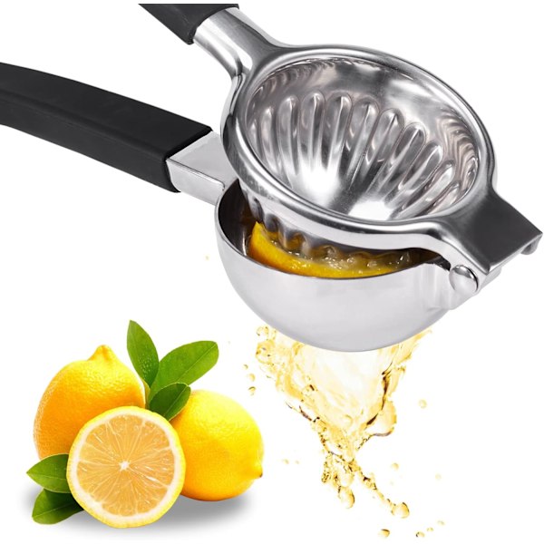 Citronpresser i rustfrit stål - Ergonomisk, manuelt design med skridsikkert greb - Letanvendelig håndholdt juicepresser