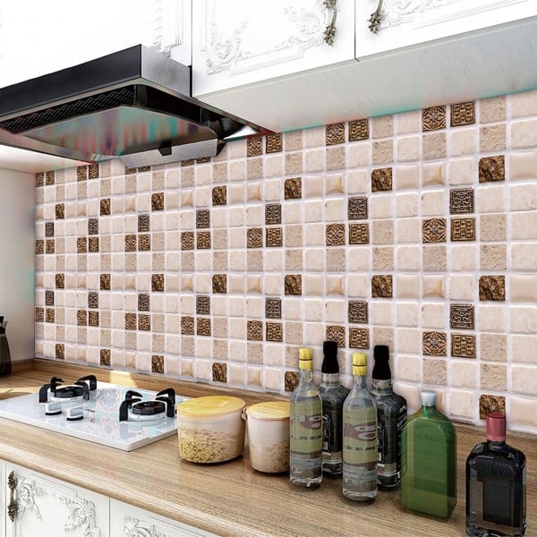 Vanntette gulvveggfliser 3D-mosaikk 30-deler 10x10 cm Hvit