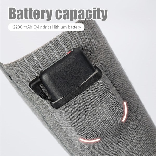 Batteriuppvärmda strumpor 2200 mAh Grå
