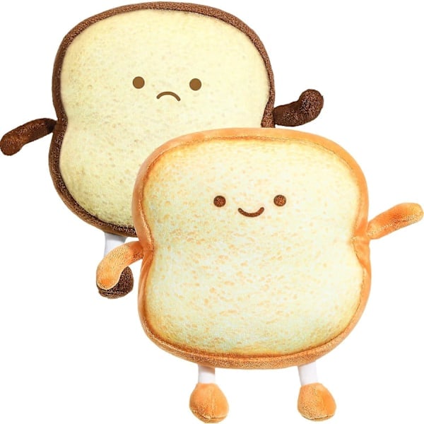 2 Stykker Toastbrød Puder Brødformede Puder 2 Stilarter Sjov Mad Brødpude Ansigtsudtryk Fyldt Plys Toast Sofapude Madpude