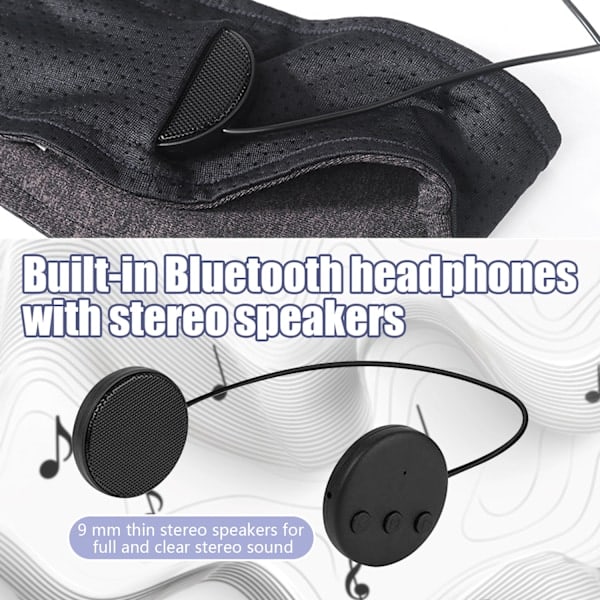 Sovehovedtelefoner - Pandebånd med Bluetooth hovedtelefoner og mikrofon Sort