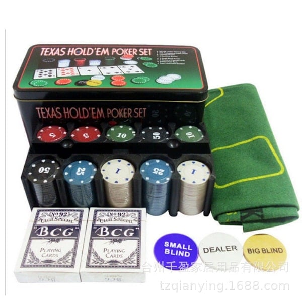 Texas Hold'em pokersett i metallboks