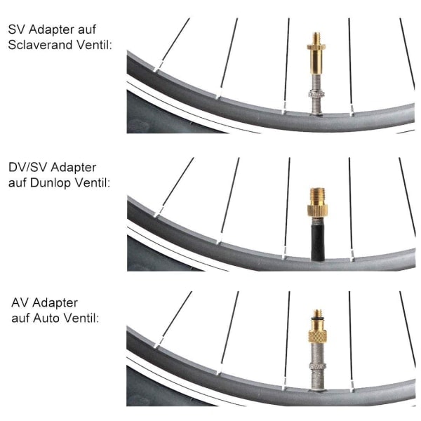 Cykelventiladapter för luftpump / 15-delars set