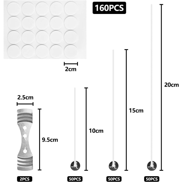 Kynttilän sydänlangat ja sydänlankanpidikkeet DIY-kynttilöille - 150 sydänlankaa