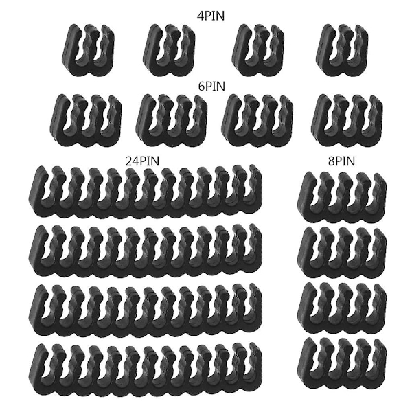 16 st Kabelfördelare PC Strömförsörjningskontakt 4/6/8/24 Pin Kablar M Black