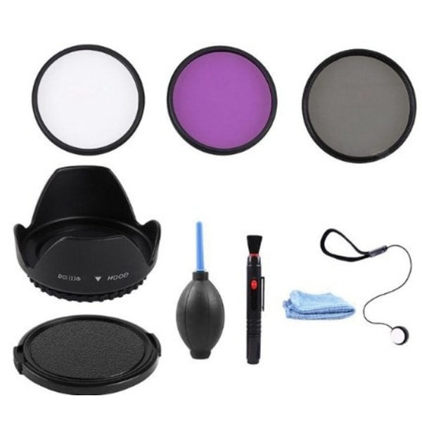 Sett med UV CPL FLD Kamerafilter - 9 pakning Svart 55 mm