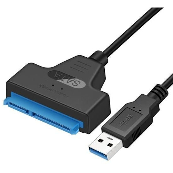 USB 3.0 til SATA 3 Adapter - Passer til HDD / SSD - Harddisk Svart black