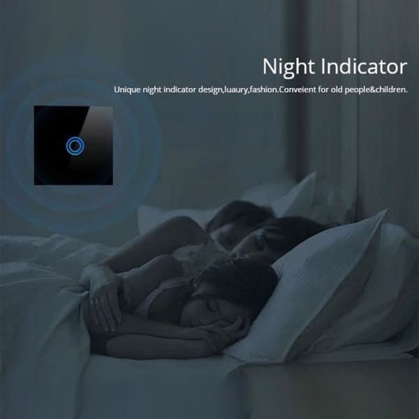 Sort Glas LED Touch Lysdæmper med 2 Runde Knapper