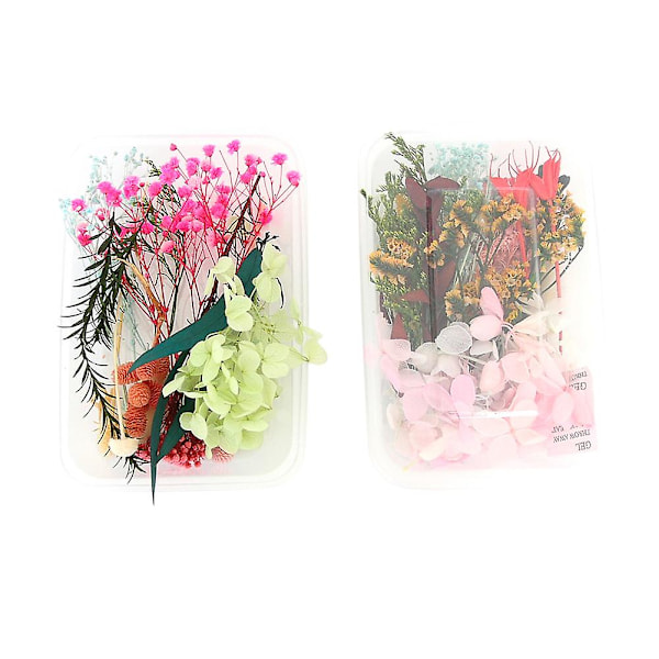 Sett med tørkede blomsterblader for DIY-håndverk, kunst, blandet flere tørkede blomster for stearinlys, harpiks, smykker
