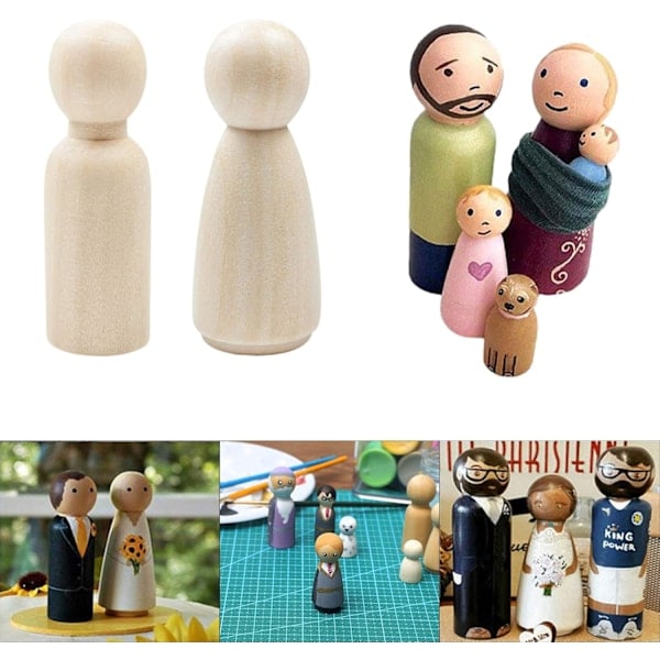 50 Wooden Figures for Painting, Wood Family Figures
