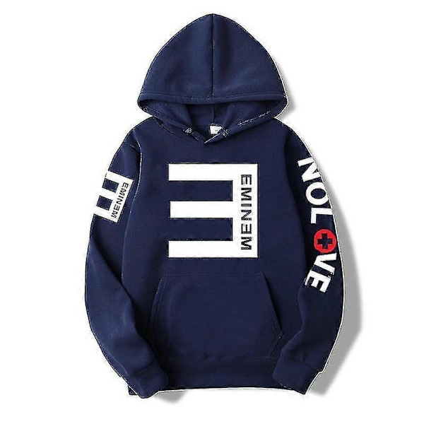 Eminem-huppari Eminem Anti-e Hip-hop Paksu Huppari Miehille ja Naisille Navy blue S