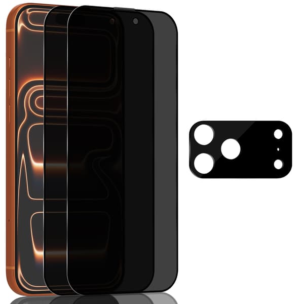 2-pack iPhone 17 Pro Skärmskydd med Sekretessfilter & 1-pack Linsskydd - Härdat Glas 9H - Superkvalitet 3D