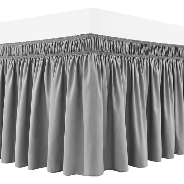Elastisk Sengeskørt med Volanter, Grå 120*200x38cm