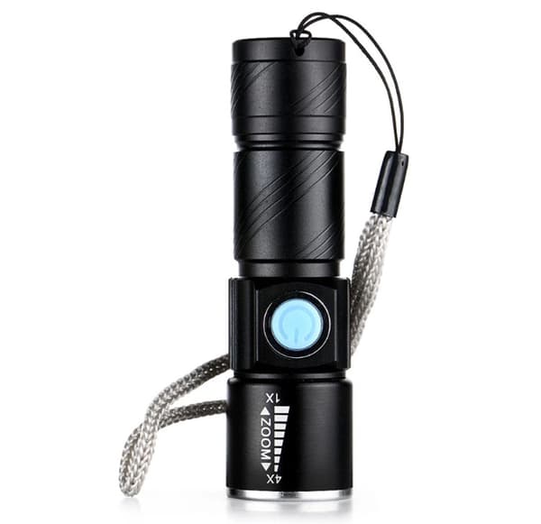 USB-LADATTAVA MINI taskulamppu 2000 lumenia, musta Svart Svart