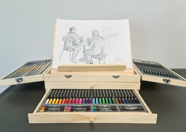 Konstnärsset med Staffli - 83 delar - Olja, vattenfärg & akrylfärg multifärg multicolor