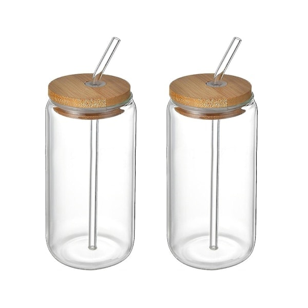 Glasmjölkskaffekopp i burkform Cola-burk kopp transparent hållbar, 2-pack