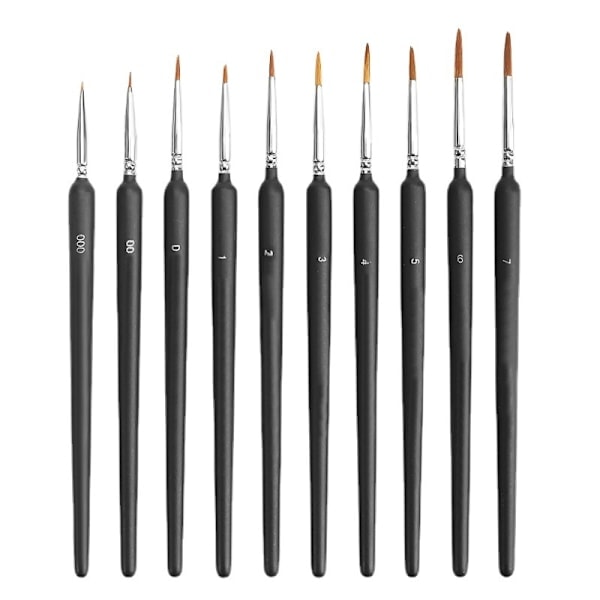 Detail Brush, 10 kpl akryyliharjoja guassi- ja akvarellimaalaukseen, täydellinen hienoihin yksityiskohtiin ja viimeistelyyn