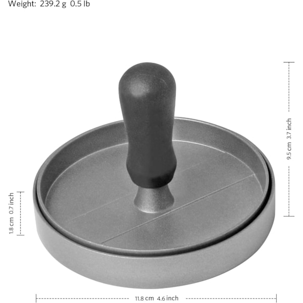 Hamburgarpress, Livsmedelsklassat Rostfritt Stål Hamburgare Tillverkare med ABS Handtag, Non-Stick Hamburgarpress, 11,5 cm