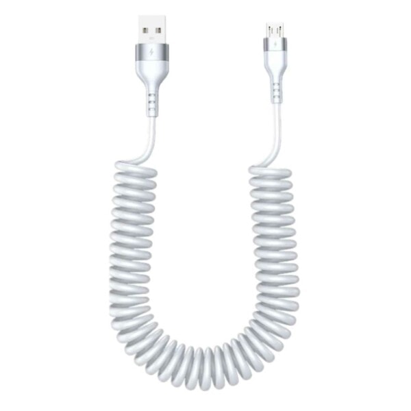 USB A Micro-USB Spiral Kabel 3A Snabbladdning 1.5m Vit