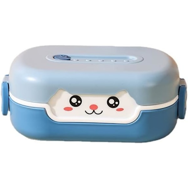 2 st Kawaii Bento Box Tecknad Läcksäker Lunchlåda med Uppdelade Fack, Japanska Estetiska Tillbehör för Skola, Arbete, Resor och Matlådor