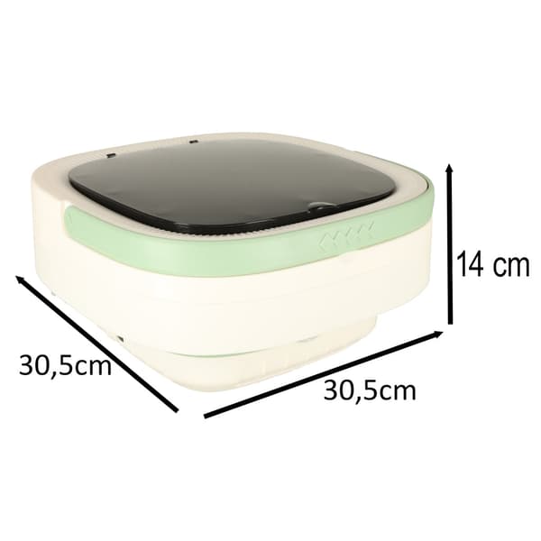 Foldable Camping Washing Machine 12L 12V IPX4 Waterproof with Spin Dryer, Green 2330