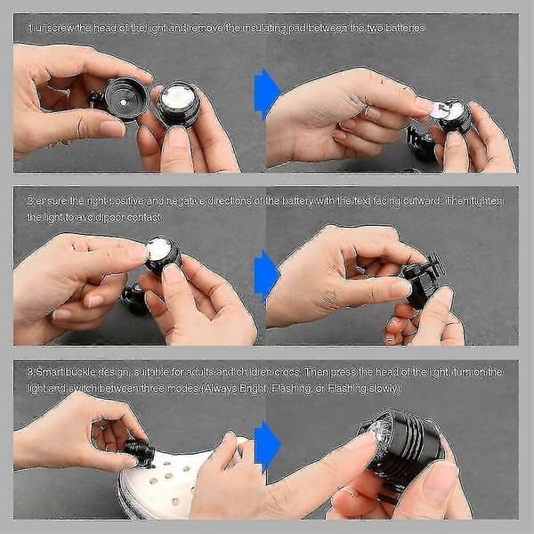 Crocodile Shaped Plastic Headlamp, Fun Shoe Accessory, Running and Camping, USB Charging FQ White