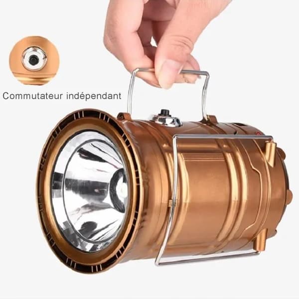 Solarlampe - Guld - Camping - Genopladelig - 5W - 200-300lm Vit