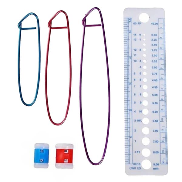 Virkningsset 50 delar: Ergonomisk, Fodral i konstläder multifärg multicolor