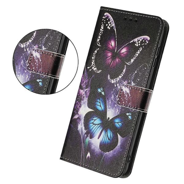 Kompatibelt med iPhone 17 Pro Max Plånboksfodral Mönstertryck PU Läder Telefonskal med Snodd Multicolor Two Butterflies
