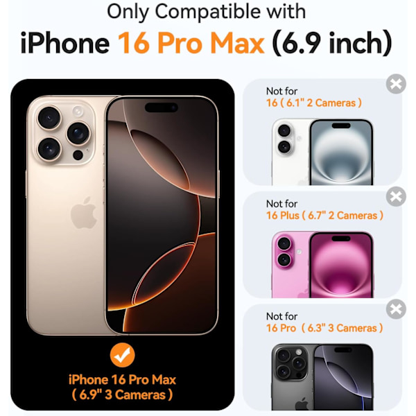 Magnetisk deksel for iPhone 16 Pro Max med fullstendig kamerabeskyttelse [Kompatibel med MagSafe] [Gjennomsiktig matt] Beskyttende telefondeksel, varmrosa Cl Clear iPhone 16 Pro Max