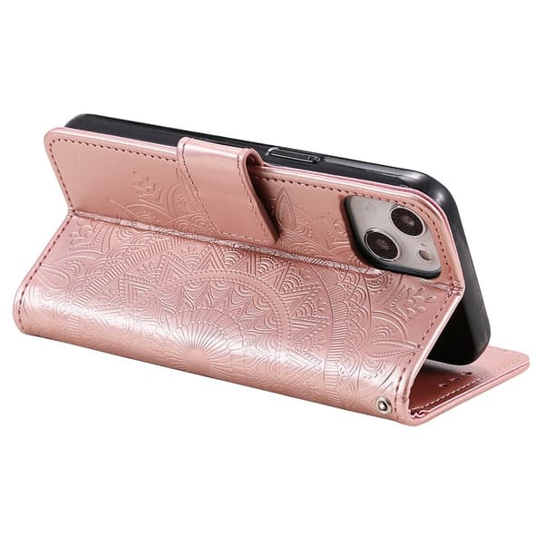 Kompatibelt iPhone 15 Mandala Plånboksfodral - Rosa pink Rosa guld