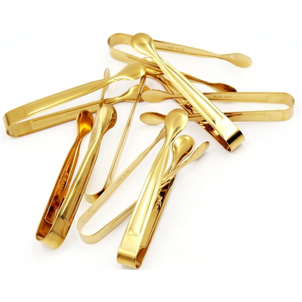Godistänger, 6 st Istänger, Mini Rostfria Ståltänger, Istänger för Socker, för Mat som Isbitar, Socker, Citronskivor, Sallader - Guld